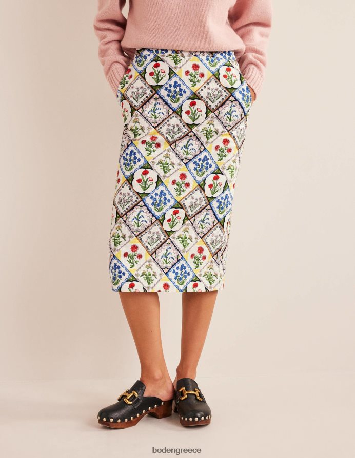 ελεφαντόδοντο & άγριο μπλε κουδούνι είδη ένδυσης βαμβακερή φούστα pencil Boden γυναίκες 464PH81111