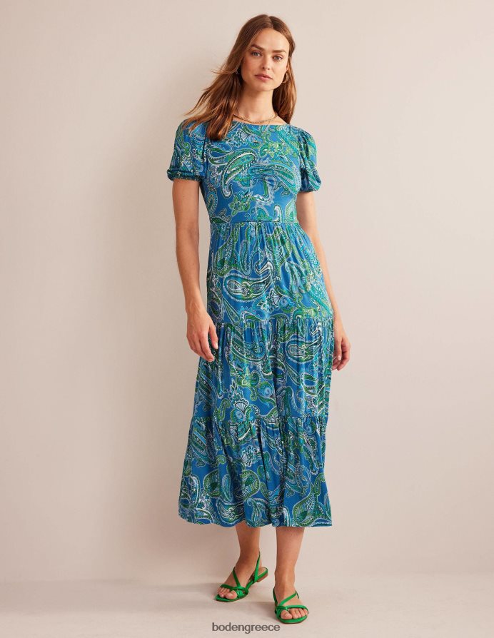 Aegean blue & paradise pop είδη ένδυσης μάξι φόρεμα ζέρσεϊ με κόψιμο πίσω Boden γυναίκες 464PH815