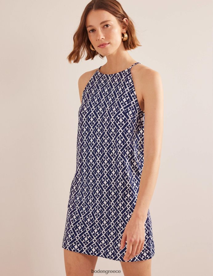 Πρωσικό μπλε & ήρεμο γεωγραφικό είδη ένδυσης Μίνι φόρεμα φανέλας με λαιμόδρομο Boden γυναίκες 464PH81015