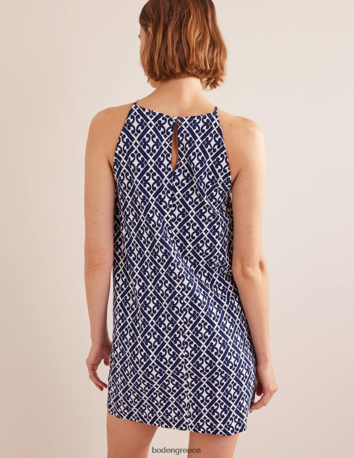 Πρωσικό μπλε & ήρεμο γεωγραφικό είδη ένδυσης Μίνι φόρεμα φανέλας με λαιμόδρομο Boden γυναίκες 464PH81015