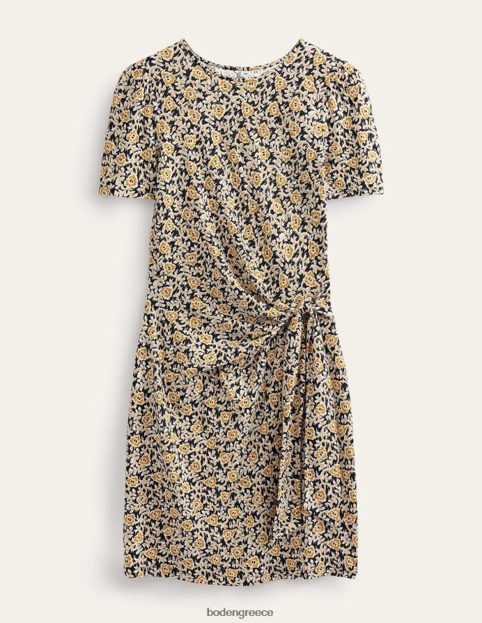 μαύρο & τριφύλλι στροβιλισμός είδη ένδυσης φόρεμα ζέρσεϊ μπροστά με κόμπο Boden γυναίκες 464PH81018