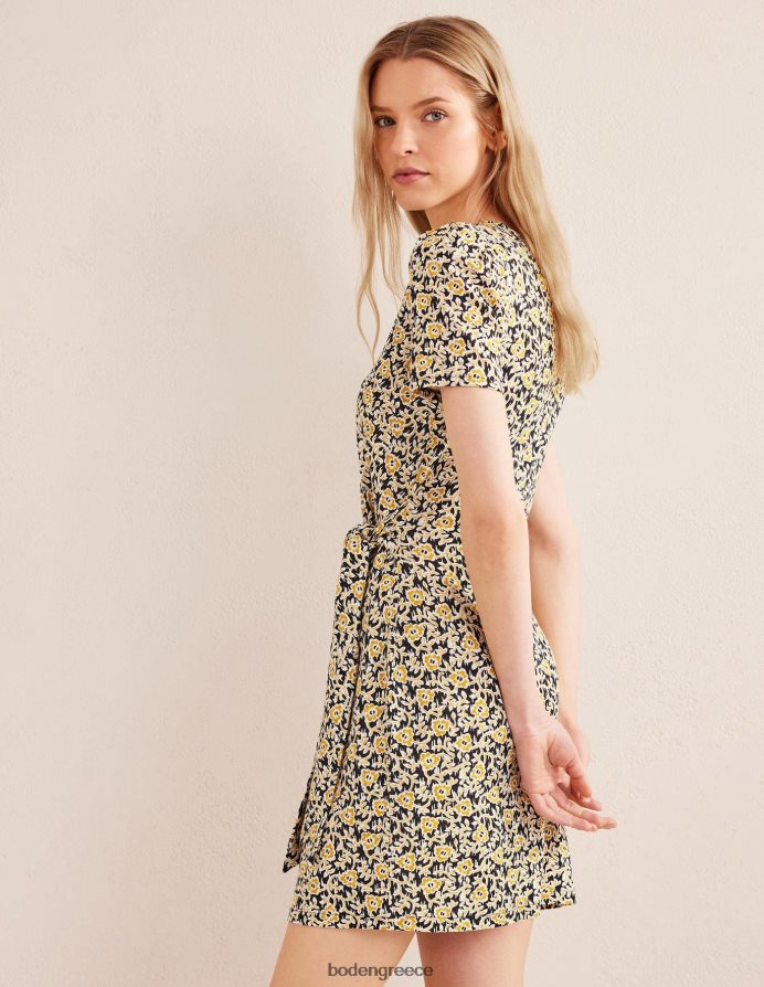 μαύρο & τριφύλλι στροβιλισμός είδη ένδυσης φόρεμα ζέρσεϊ μπροστά με κόμπο Boden γυναίκες 464PH81018