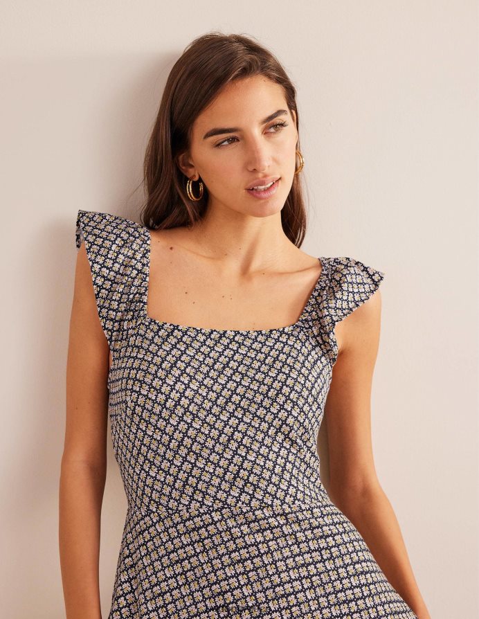 μαύρο & ανθισμένο μπουμπούκι είδη ένδυσης μίντι φόρεμα ζέρσεϊ με λεπτομέρεια Boden γυναίκες 464PH81021