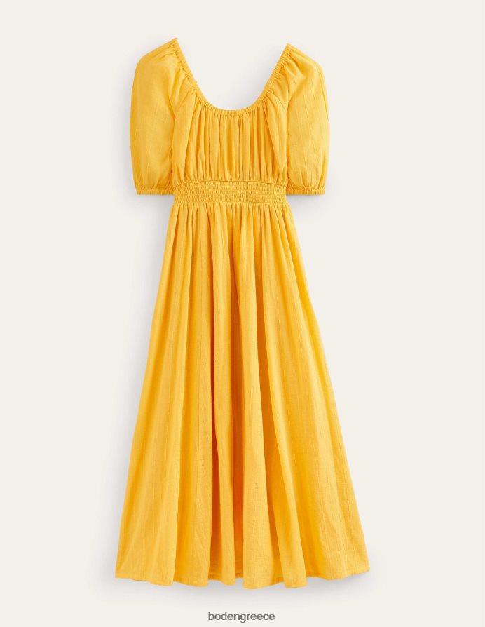 κίτρινη υφή είδη ένδυσης μάξι φόρεμα με λαιμόκοψη Boden γυναίκες 464PH81030