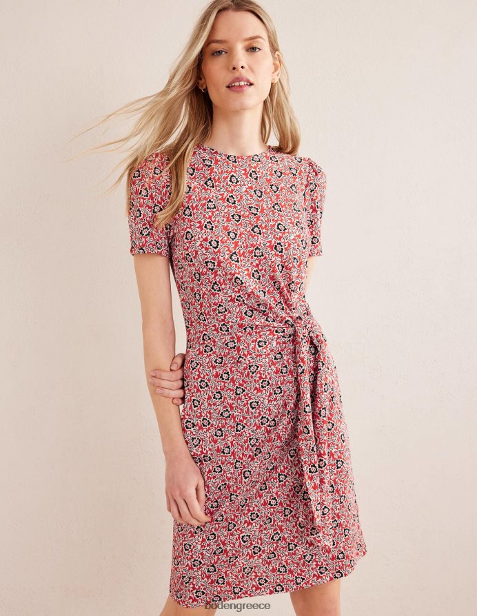 στροβιλισμός ντομάτας & τριφυλλιού είδη ένδυσης φόρεμα ζέρσεϊ μπροστά με κόμπο Boden γυναίκες 464PH81050