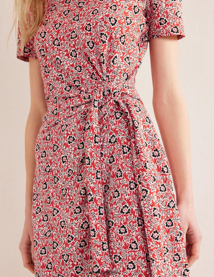 στροβιλισμός ντομάτας & τριφυλλιού είδη ένδυσης φόρεμα ζέρσεϊ μπροστά με κόμπο Boden γυναίκες 464PH81050