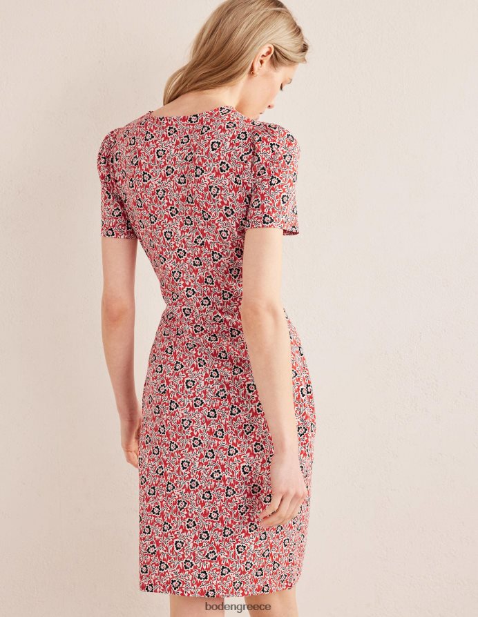 στροβιλισμός ντομάτας & τριφυλλιού είδη ένδυσης φόρεμα ζέρσεϊ μπροστά με κόμπο Boden γυναίκες 464PH81050