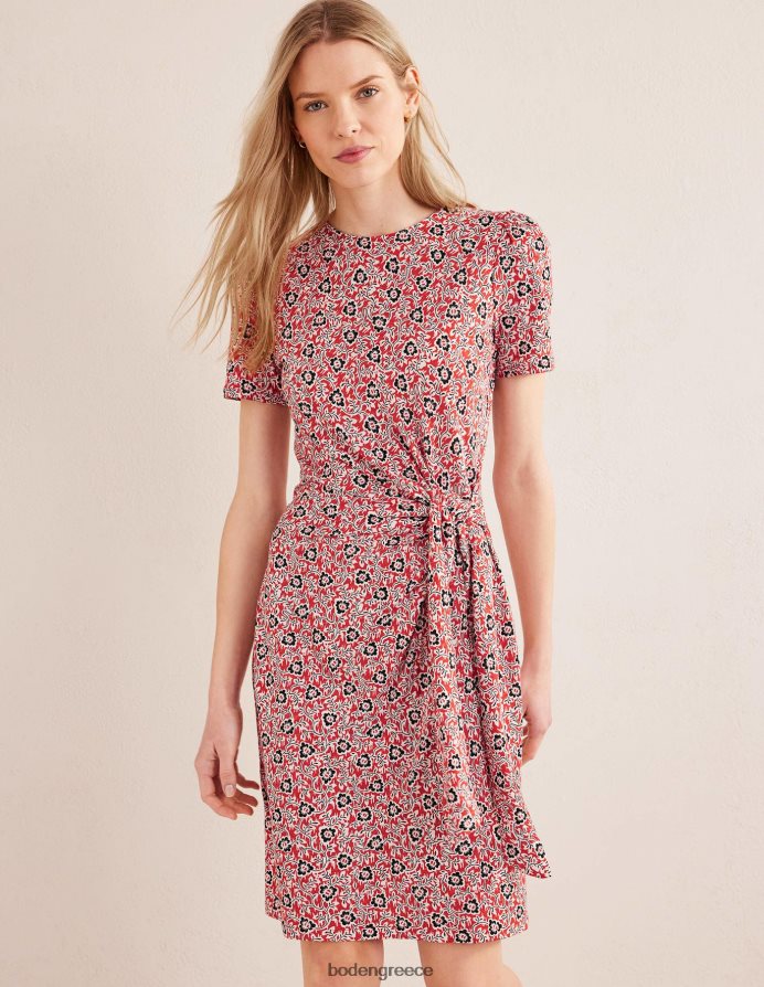στροβιλισμός ντομάτας & τριφυλλιού είδη ένδυσης φόρεμα ζέρσεϊ μπροστά με κόμπο Boden γυναίκες 464PH81050