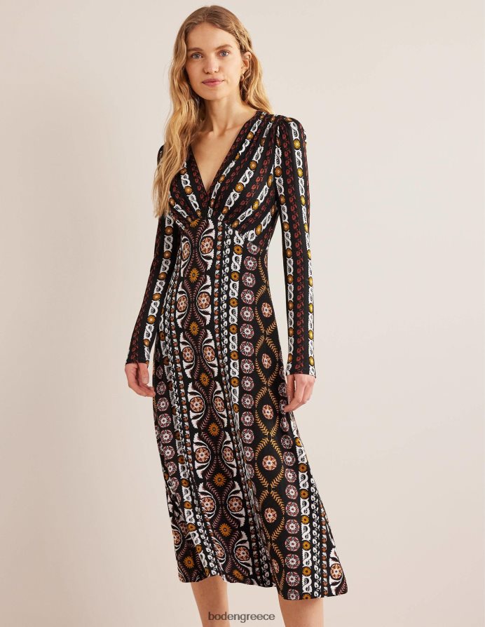 μαύρη & πλούσια ρίγα είδη ένδυσης τζέρσεϊ μίντι φόρεμα τσαγιού Boden γυναίκες 464PH81051