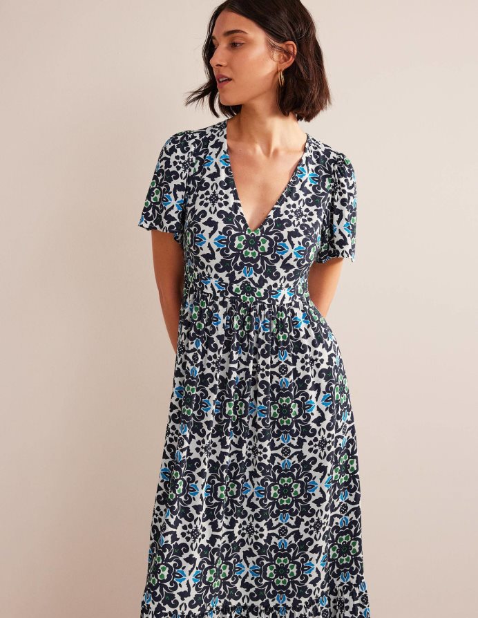 ναυτικό & χλιδάτο πόμο είδη ένδυσης Μάξι φόρεμα με λαιμόκοψη Boden γυναίκες 464PH81057