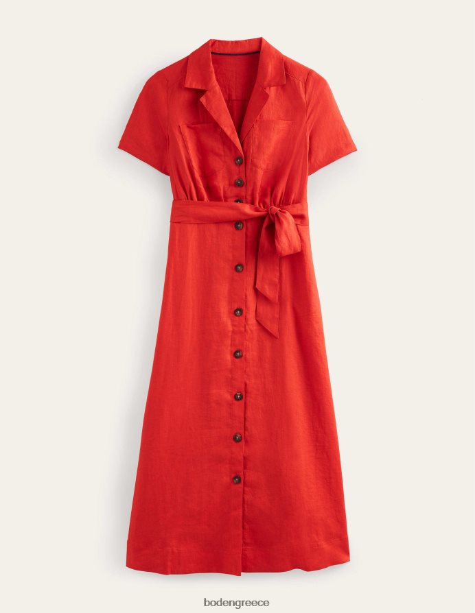 κατακόκκινος είδη ένδυσης λινό μάξι πουκάμισο φόρεμα Boden γυναίκες 464PH81086
