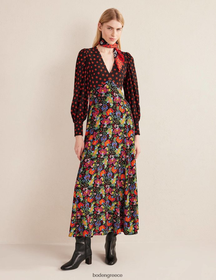 κήπος με μαύρο και γαρύφαλλο είδη ένδυσης μάξι φόρεμα τσαγιού μπλουζόν Boden γυναίκες 464PH81088
