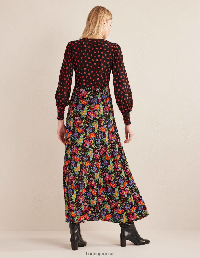 κήπος με μαύρο και γαρύφαλλο είδη ένδυσης μάξι φόρεμα τσαγιού μπλουζόν Boden γυναίκες 464PH81088