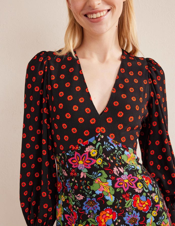 κήπος με μαύρο και γαρύφαλλο είδη ένδυσης μάξι φόρεμα τσαγιού μπλουζόν Boden γυναίκες 464PH81088