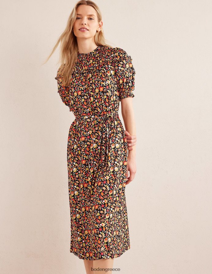 μαύρο & μπλοκ πέταλο είδη ένδυσης μίντι φόρεμα ζέρσεϊ λεπτομέρεια γιοκ Boden γυναίκες 464PH81103