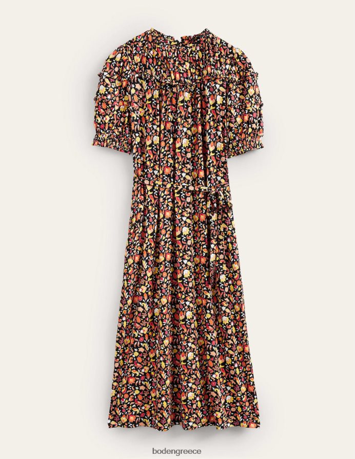 μαύρο & μπλοκ πέταλο είδη ένδυσης μίντι φόρεμα ζέρσεϊ λεπτομέρεια γιοκ Boden γυναίκες 464PH81103