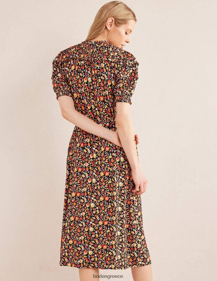 μαύρο & μπλοκ πέταλο είδη ένδυσης μίντι φόρεμα ζέρσεϊ λεπτομέρεια γιοκ Boden γυναίκες 464PH81103