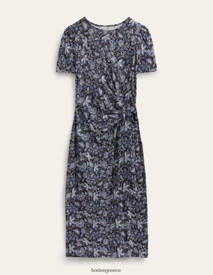 αληθινό ναυτικό και ανατολίτικο κρίνο είδη ένδυσης Μίντι φόρεμα ζέρσεϊ μπροστά με κόμπο Boden γυναίκες 464PH81144