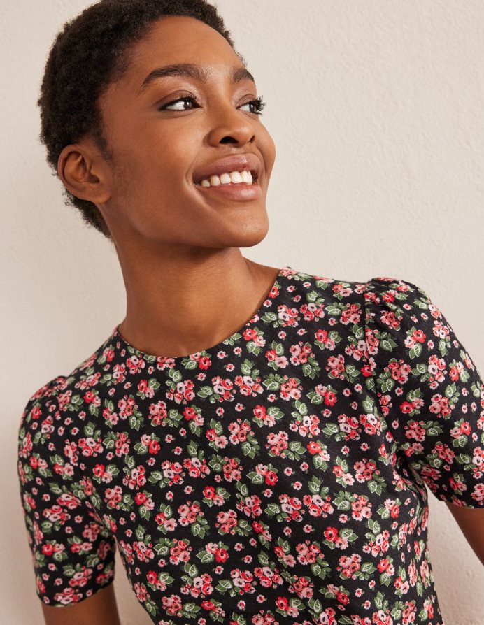 τριαντάφυλλο μαύρο & διαμάντι είδη ένδυσης φόρεμα ζέρσεϊ μπροστά με κόμπο Boden γυναίκες 464PH81145