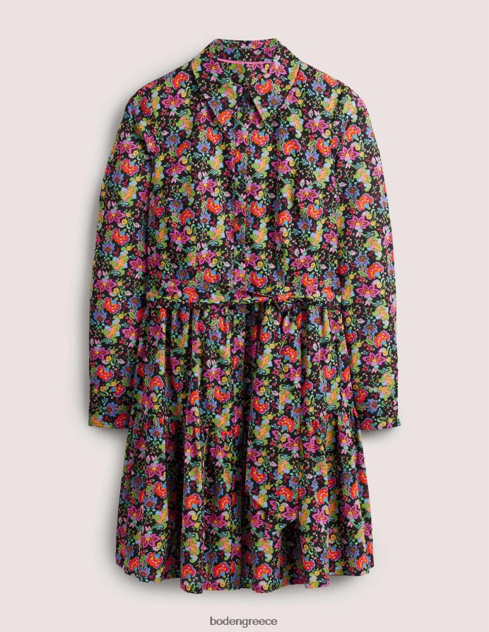 κήπος με μαύρο και γαρύφαλλο είδη ένδυσης βαμβακερό μίνι φόρεμα πουκάμισο σε επίπεδα Boden γυναίκες 464PH81172