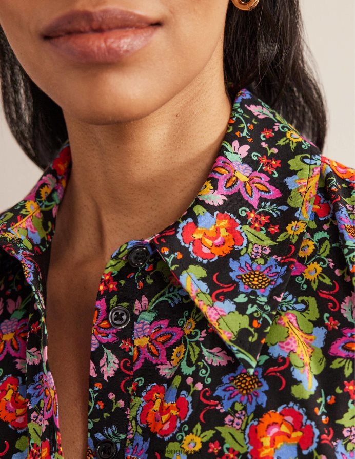 κήπος με μαύρο και γαρύφαλλο είδη ένδυσης βαμβακερό μίνι φόρεμα πουκάμισο σε επίπεδα Boden γυναίκες 464PH81172