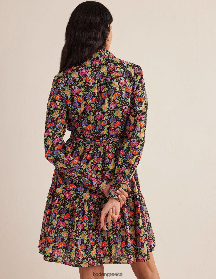 κήπος με μαύρο και γαρύφαλλο είδη ένδυσης βαμβακερό μίνι φόρεμα πουκάμισο σε επίπεδα Boden γυναίκες 464PH81172