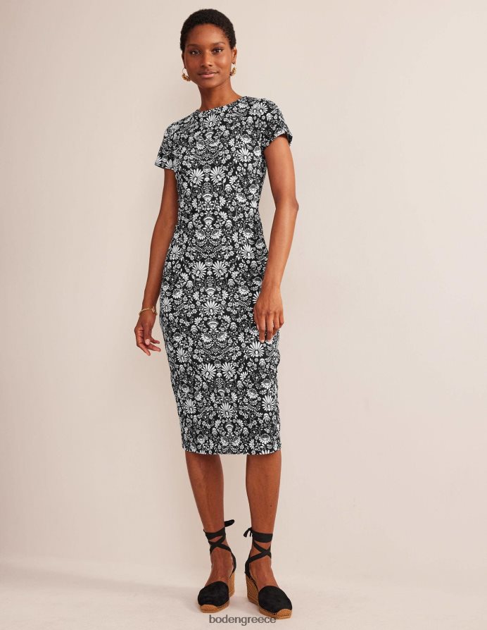 κλωνάρι μαύρο & γαρδένιας είδη ένδυσης Μίντι φόρεμα στήλης ζέρσεϊ Boden γυναίκες 464PH81175