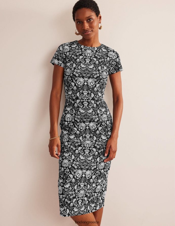 κλωνάρι μαύρο & γαρδένιας είδη ένδυσης Μίντι φόρεμα στήλης ζέρσεϊ Boden γυναίκες 464PH81175