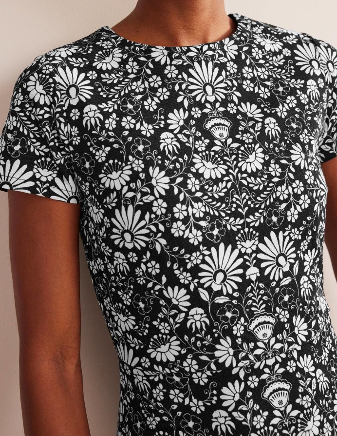 κλωνάρι μαύρο & γαρδένιας είδη ένδυσης Μίντι φόρεμα στήλης ζέρσεϊ Boden γυναίκες 464PH81175