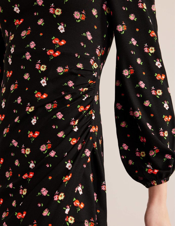 μαύρο & φινετσάτο κλωνάρι είδη ένδυσης Μίντι φόρεμα ζέρσεϊ με τετράγωνο λαιμό Boden γυναίκες 464PH81178