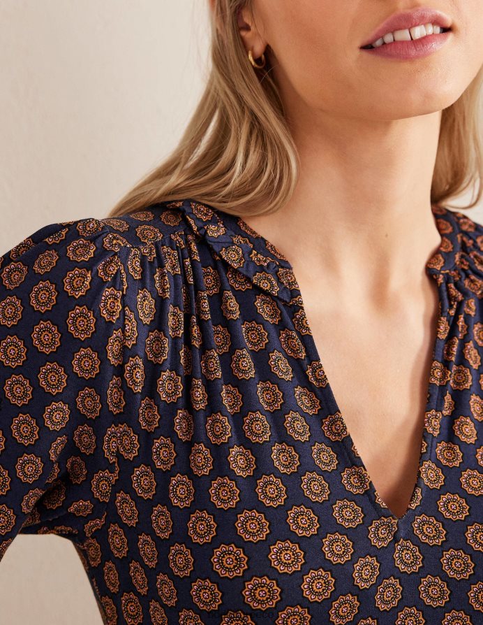 γαλλικό ναυτικό και γεωγραφικό ηλίανθο είδη ένδυσης φόρεμα ζέρσεϊ με εγκοπή Boden γυναίκες 464PH81185