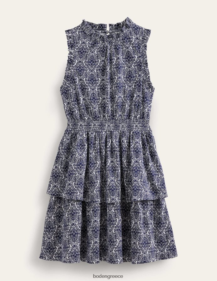 Πρωσική μπλε και αμπέλου βεράντα είδη ένδυσης Μίνι φόρεμα με βολάν Boden γυναίκες 464PH81191