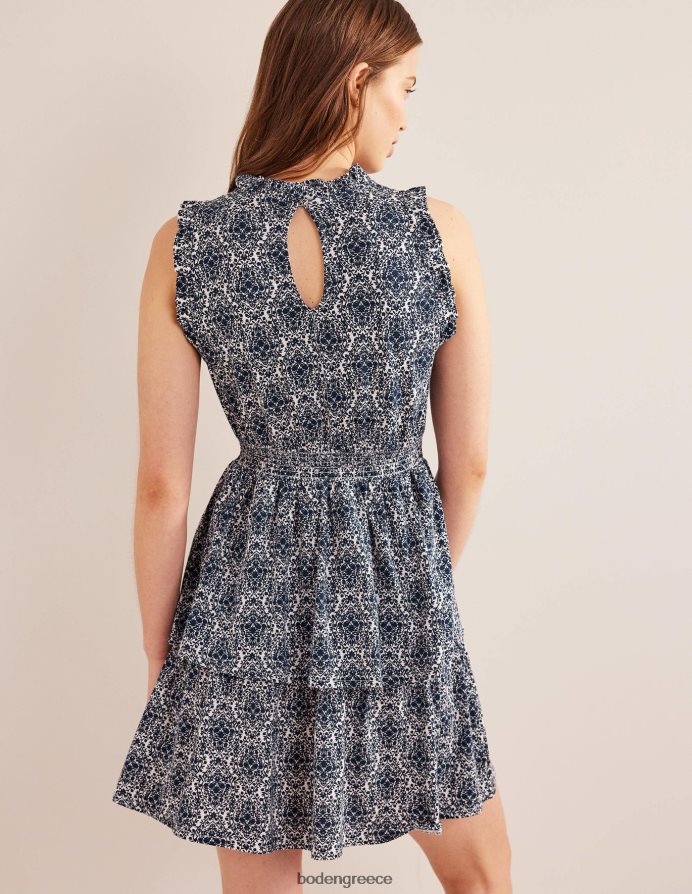 Πρωσική μπλε και αμπέλου βεράντα είδη ένδυσης Μίνι φόρεμα με βολάν Boden γυναίκες 464PH81191