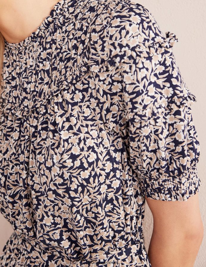 γαλλικό ναυτικό & αφηρημένο κλήμα είδη ένδυσης μίντι φόρεμα ζέρσεϊ λεπτομέρεια γιοκ Boden γυναίκες 464PH81208