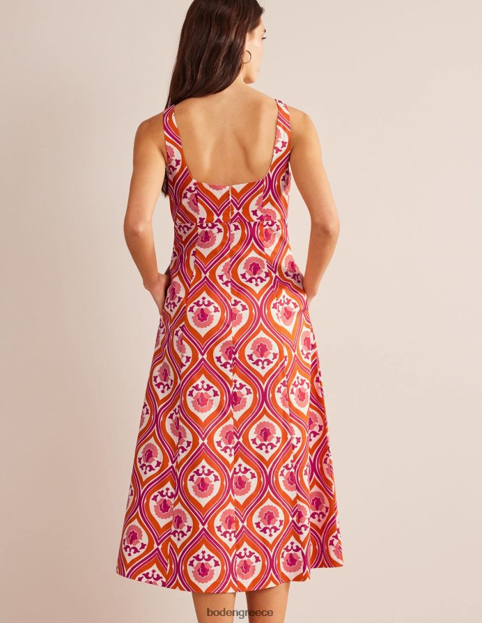 κουμκουάτ και γεωγραφικός καταρράκτης είδη ένδυσης Μίντι φόρεμα σε κάθετο λαιμό Boden γυναίκες 464PH81217