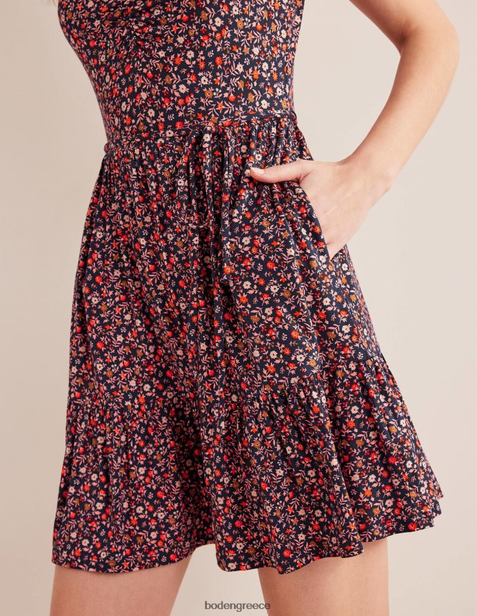 ροζ σερμπέτι & φύλλωμα πετάλων είδη ένδυσης Μίνι φόρεμα ζέρσεϊ με ρουστίκ μπούστο Boden γυναίκες 464PH81240