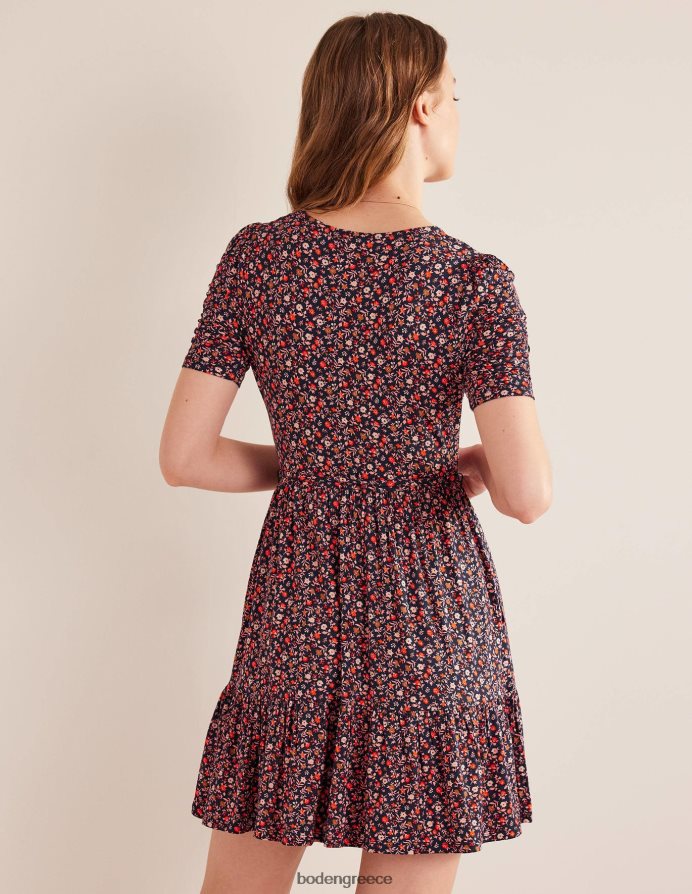 ροζ σερμπέτι & φύλλωμα πετάλων είδη ένδυσης Μίνι φόρεμα ζέρσεϊ με ρουστίκ μπούστο Boden γυναίκες 464PH81240