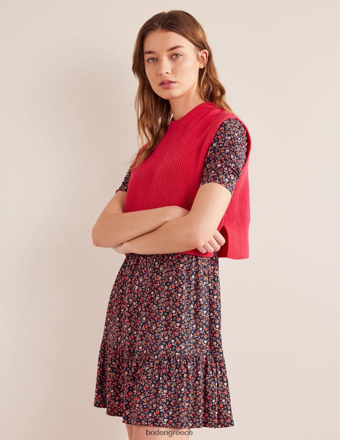 ροζ σερμπέτι & φύλλωμα πετάλων είδη ένδυσης Μίνι φόρεμα ζέρσεϊ με ρουστίκ μπούστο Boden γυναίκες 464PH81240