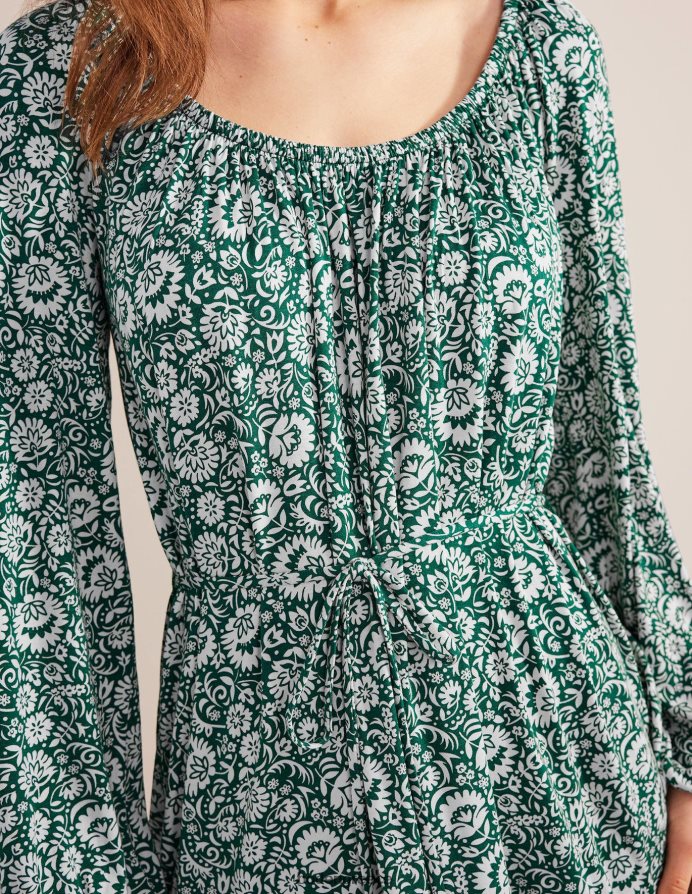 μπουκάλι πράσινο & ανθισμένος καταρράκτης είδη ένδυσης Μίνι φόρεμα ζέρσεϊ με σέσουλα Boden γυναίκες 464PH81248