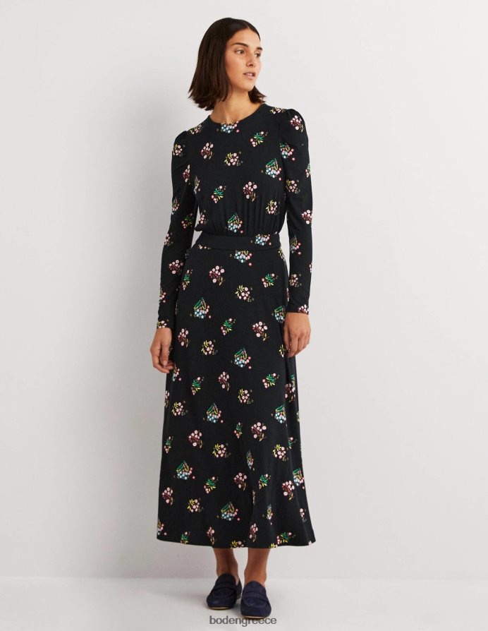 μαύρο & ευαίσθητο κλωνάρι είδη ένδυσης Μίντι φόρεμα ζέρσεϊ με φουσκωτά μανίκια Boden γυναίκες 464PH81256