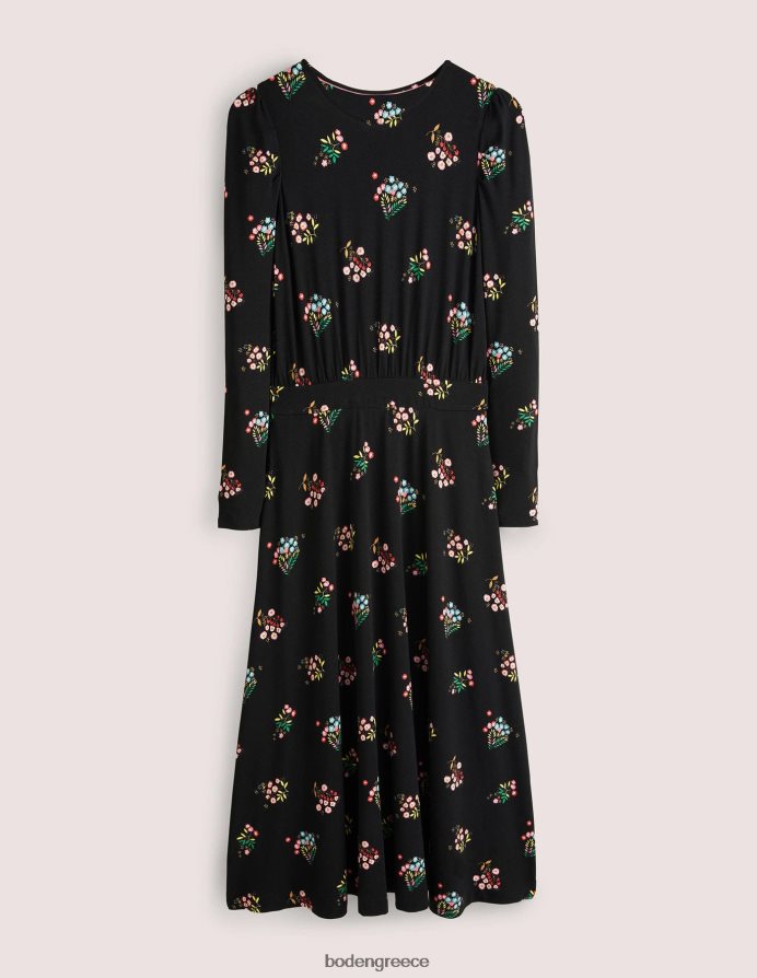 μαύρο & ευαίσθητο κλωνάρι είδη ένδυσης Μίντι φόρεμα ζέρσεϊ με φουσκωτά μανίκια Boden γυναίκες 464PH81256