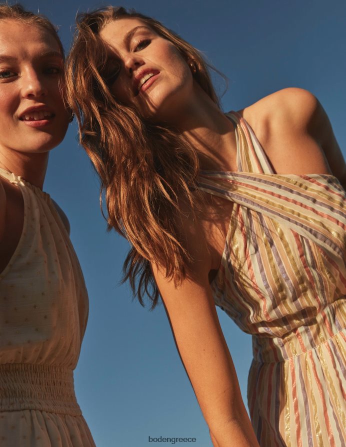 μεταλλικό πολύχρωμο είδη ένδυσης μάξι φόρεμα με μεταλλική ρίγα Boden γυναίκες 464PH81261