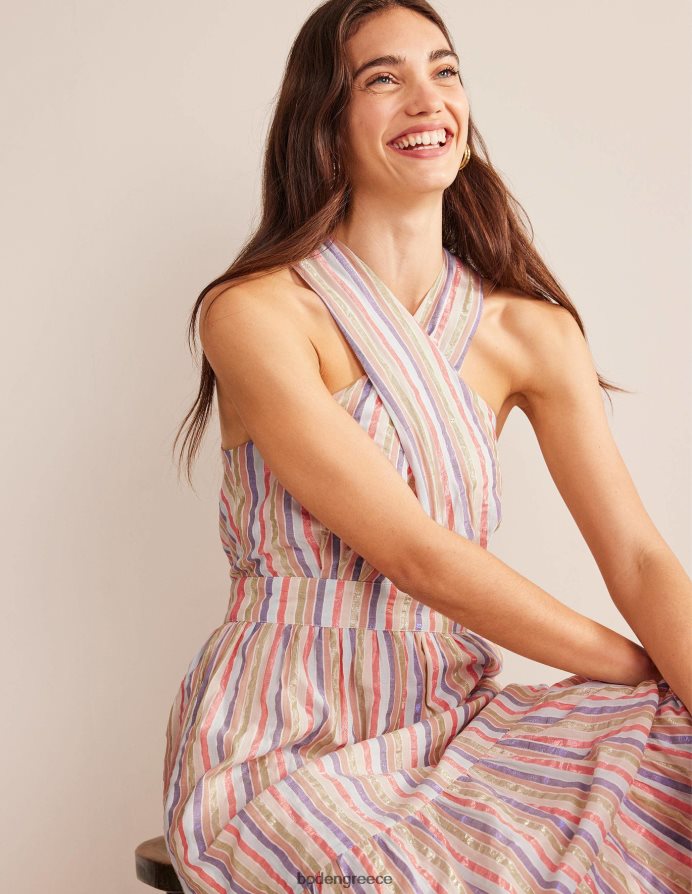 μεταλλικό πολύχρωμο είδη ένδυσης μάξι φόρεμα με μεταλλική ρίγα Boden γυναίκες 464PH81261