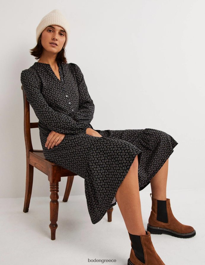 μαύρο & διαμαντένιο μπουμπούκι είδη ένδυσης μίντι φόρεμα ζέρσεϊ με κουμπιά Boden γυναίκες 464PH81268