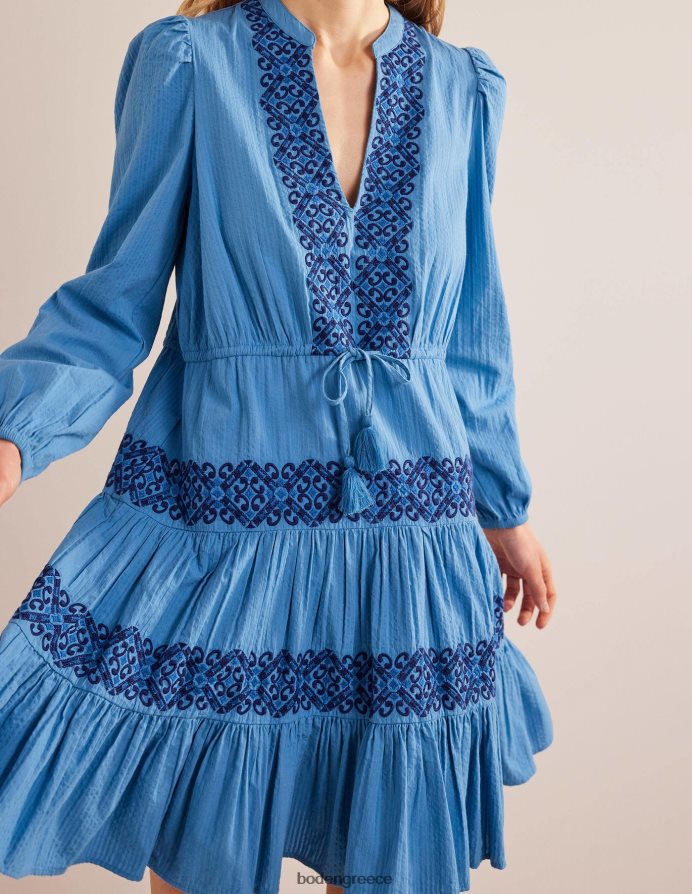 μπλε πορσελάνη είδη ένδυσης κλιμακωτό κεντημένο φόρεμα Boden γυναίκες 464PH81297