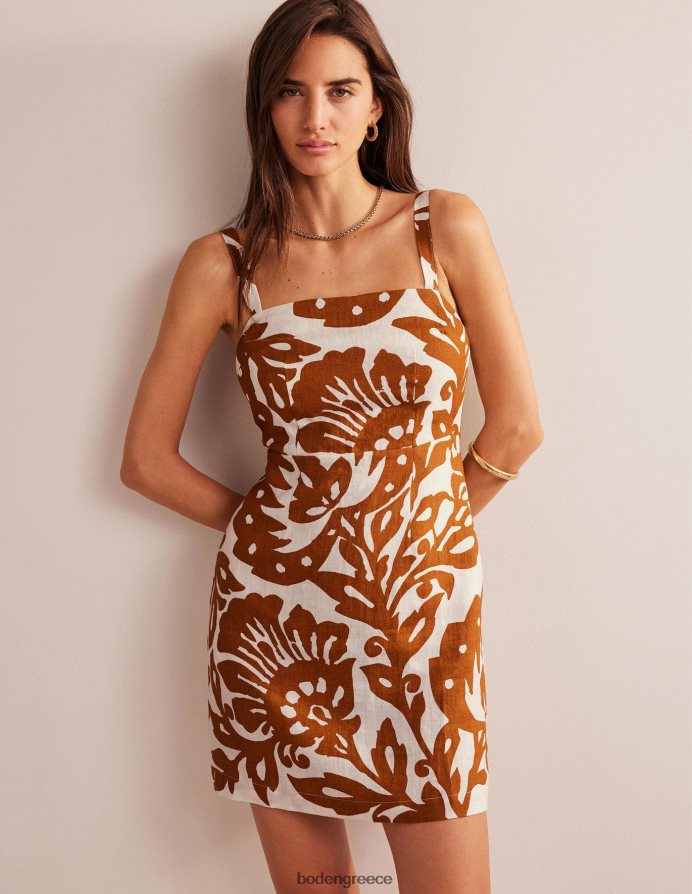 βεράντα με κολοκύθα και δρυς είδη ένδυσης Μίνι λινό φόρεμα με τιράντες Boden γυναίκες 464PH812