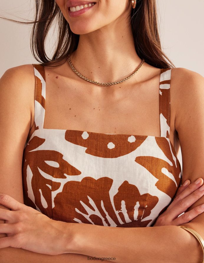 βεράντα με κολοκύθα και δρυς είδη ένδυσης Μίνι λινό φόρεμα με τιράντες Boden γυναίκες 464PH812