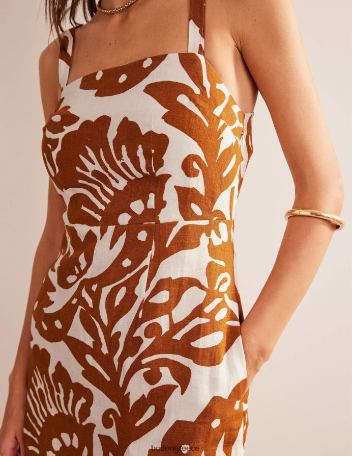 βεράντα με κολοκύθα και δρυς είδη ένδυσης Μίνι λινό φόρεμα με τιράντες Boden γυναίκες 464PH812