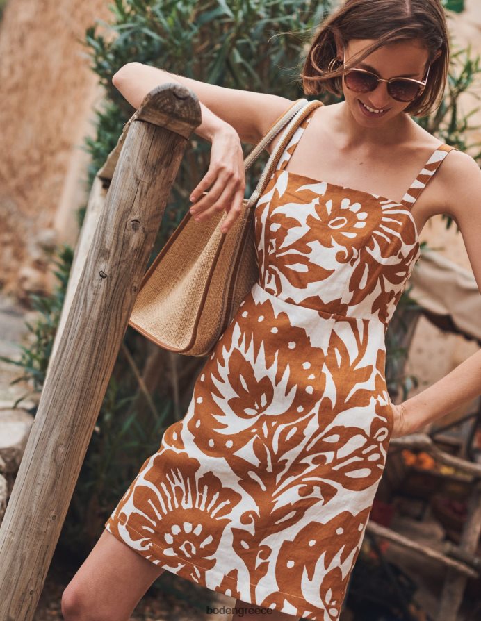 βεράντα με κολοκύθα και δρυς είδη ένδυσης Μίνι λινό φόρεμα με τιράντες Boden γυναίκες 464PH812