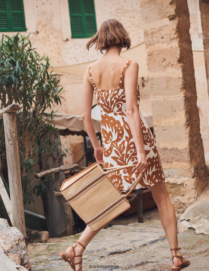 βεράντα με κολοκύθα και δρυς είδη ένδυσης Μίνι λινό φόρεμα με τιράντες Boden γυναίκες 464PH812